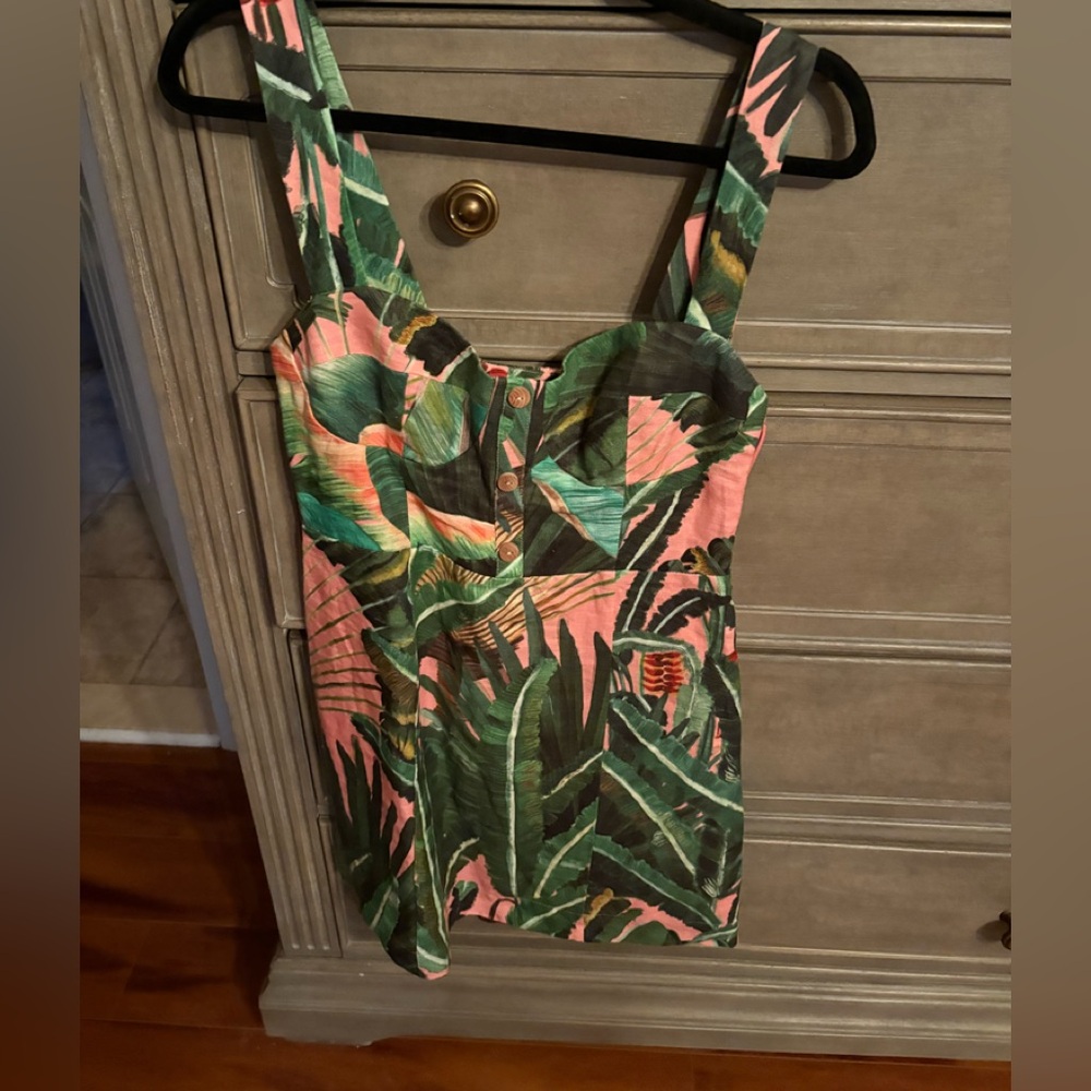 FARM Rio Green and Pink Tropical Dress